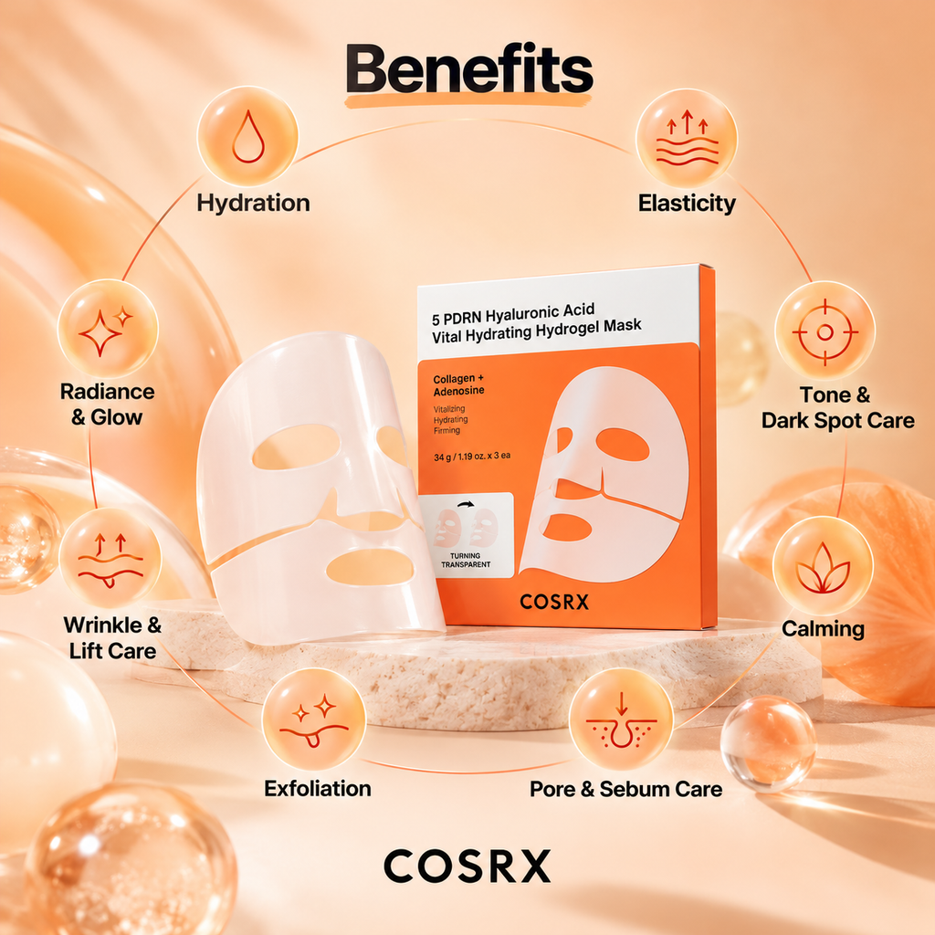 COSRX 5 PDRN Hyaluronic Acid Vital Hydrating Hydrogel Mask (3EA)
